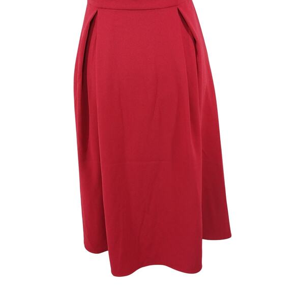 NWT@$50! H & M! ROUGE RED SCALLOPED/,LACE SLEEVE SHIFT STYLE MIDI DRESS! SZ 2 - Picture 7 of 11